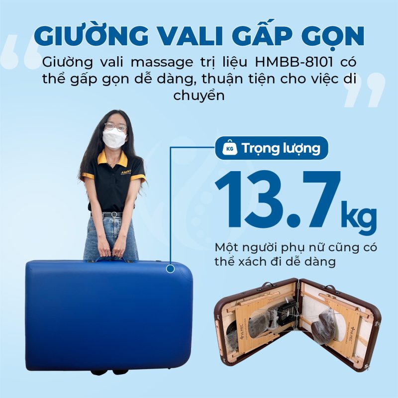 Giường vali massage trị liệu gấp gọn HMBB-8103