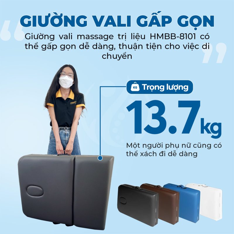 Giường vali massage trị liệu gấp gọn HMBB-8102