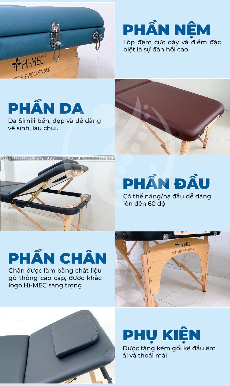 Giường vali massage trị liệu gấp gọn HMBB-8102