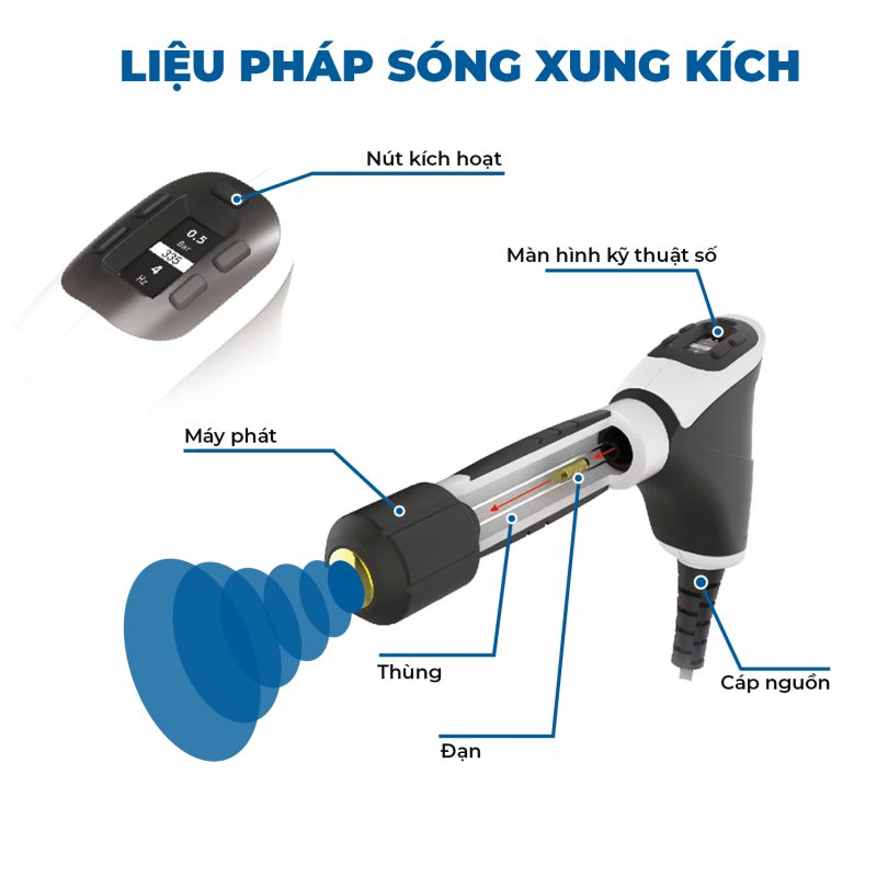 Máy sóng xung kích tích hợp điện xung và rung cơ học INTELECT PULS 100