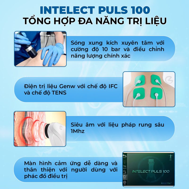 Máy sóng xung kích tích hợp điện xung và rung cơ học INTELECT PULS 100