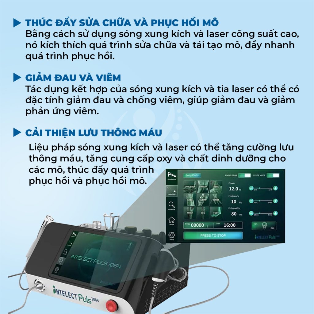 Máy xung kích tích hợp laser trị liệu INTELECT PULS 1064